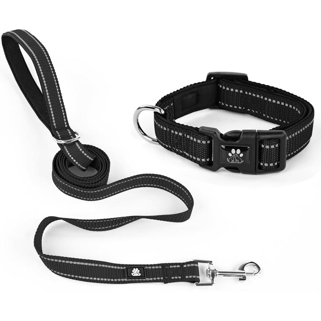 NESTROAD Dog Collar Leash Suitable for and Large All Leash Breathable Easy to Put for Walks and Training & Set, Adjustable, Reflective, Small, Medium,