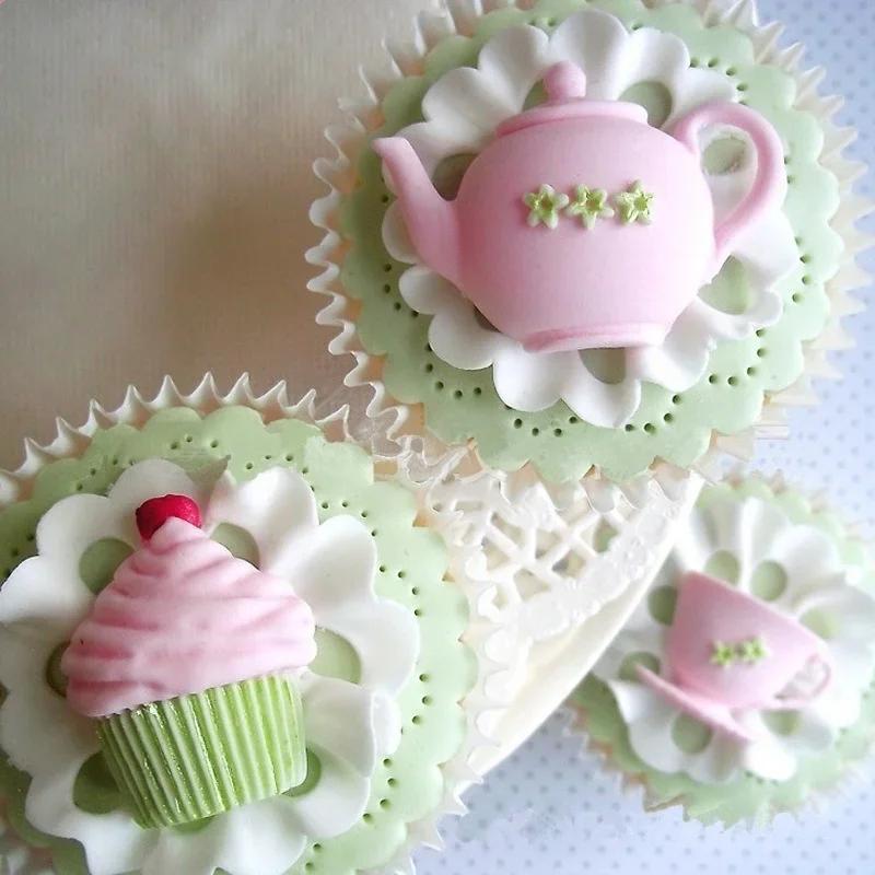 Molde de Silicona con Forma de Taza para Pastel DIY Decoración de Pasteles Fondant Herramientas para Hornear Decoración de Pasteles