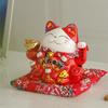 7-palcový Mačka šťastia s mávajúcou labkou Keramický Maneki Neko Feng Shui Ornament Šťastná mačka pre obchody, reštaurácie