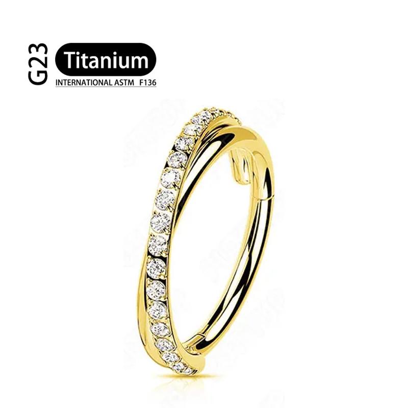 G23 16G Titan CZ Reihe Conch Nasenring Knorpel Hoop Daith Tragus Helix Lappen Ohrring Gelenkiges Segment Clicker Piercing Zirkon