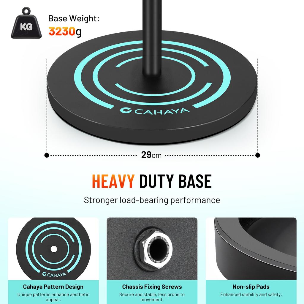 CAHAYA Microphone Stand, Straight Boom, 5.5kg Weight, 120cm-180cm Height Adjustable, 3230g Base, Iron Material, Smartphone Holder, Width Adjustable