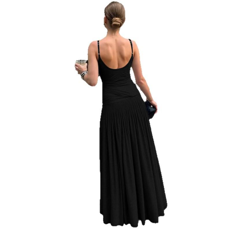Wholesale summer new European and American women's clothing French elegant wind sleeveless waist slim sexy suspender dress