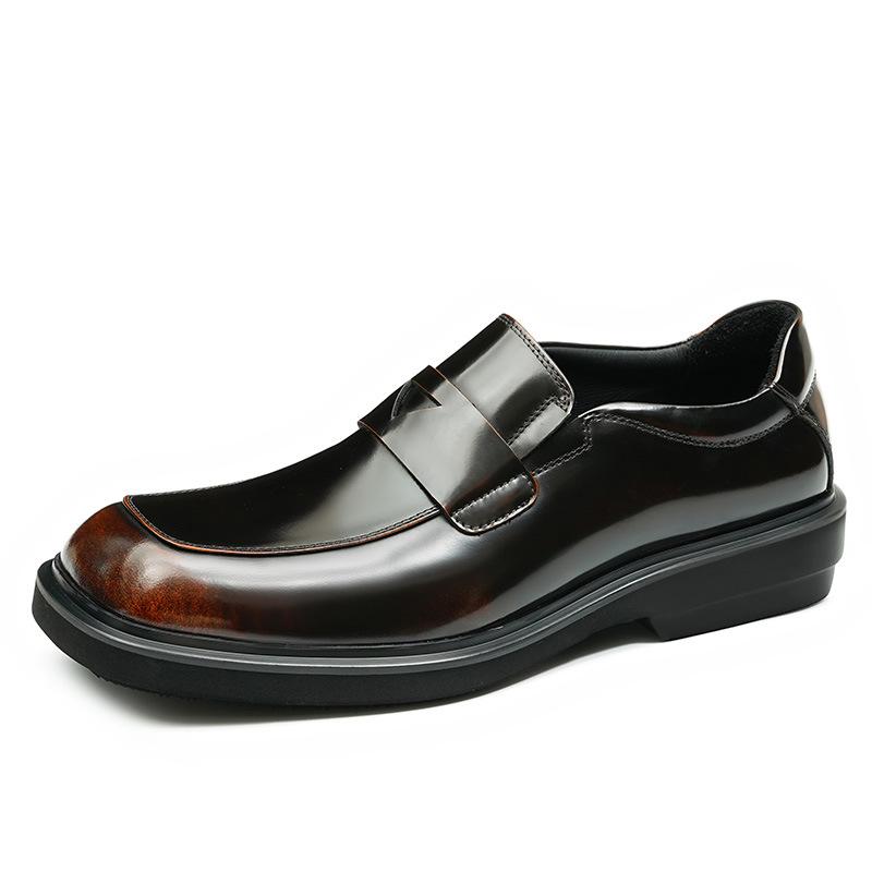 Casual leather shoes men's leather breathable glossy British formal business men's shoes soft leather