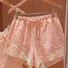 Simple lace lace with chest pad short-sleeved pajamas women's summer comfortable and skin-friendly shorts loungewear set can go out