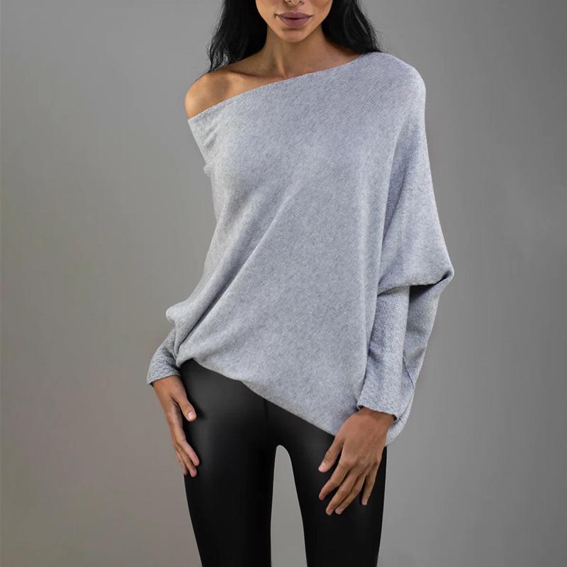 2023 Autumn/Winter Solid Color Round Neck Long Sleeve Comfortable Knitted Ruched Pullover
