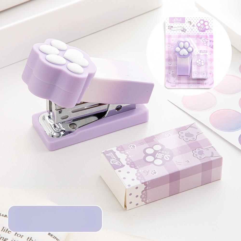 Gradual Gradient Macaron Color Mini Cat Paw Easy-to-use Stapler for Student Office Portable Binding Supplies Stapler