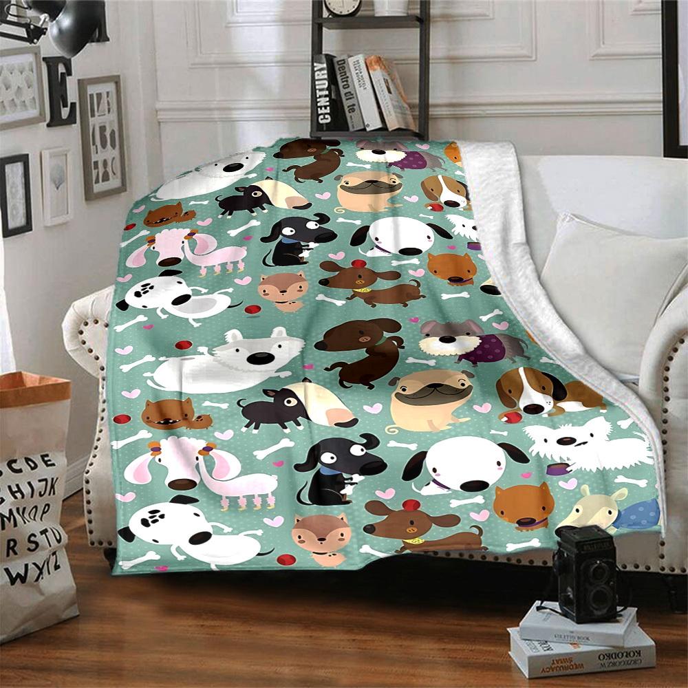 1pc Dogs Bones Lightweight Flannel Blanket, Comfortable and Warm Blanket, for Office and Camping Sofa Bed, Livingroom202