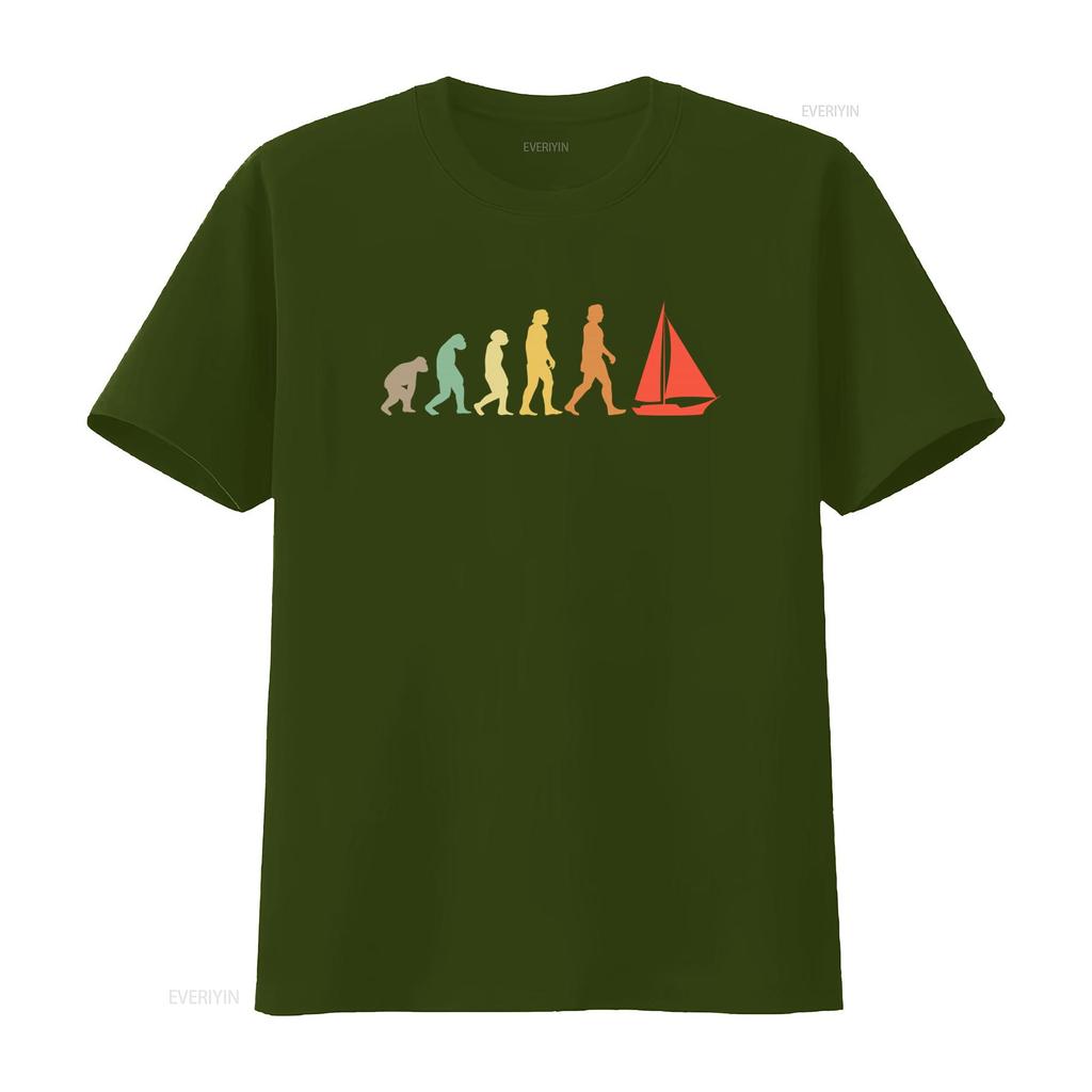 Sailing Evolution T Shirt for Men Funny Dad Lover Print Cool Design vintage Washed Versatile Casual Stretched homme Stylish