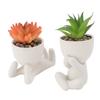 2pcs Artificial   Flower Pot Cute Innovative Human Shaped   Fake   Flower Pot for Home Desktop Decor