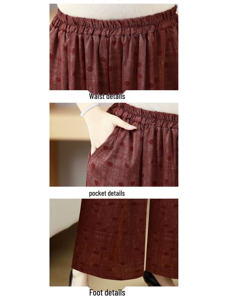 Damen Übergröße Zweiteiler: Oberteil mit lockerem Schnitt & Schlank machende Taille Weitbeinige Hose für Mütter mittleren Alters