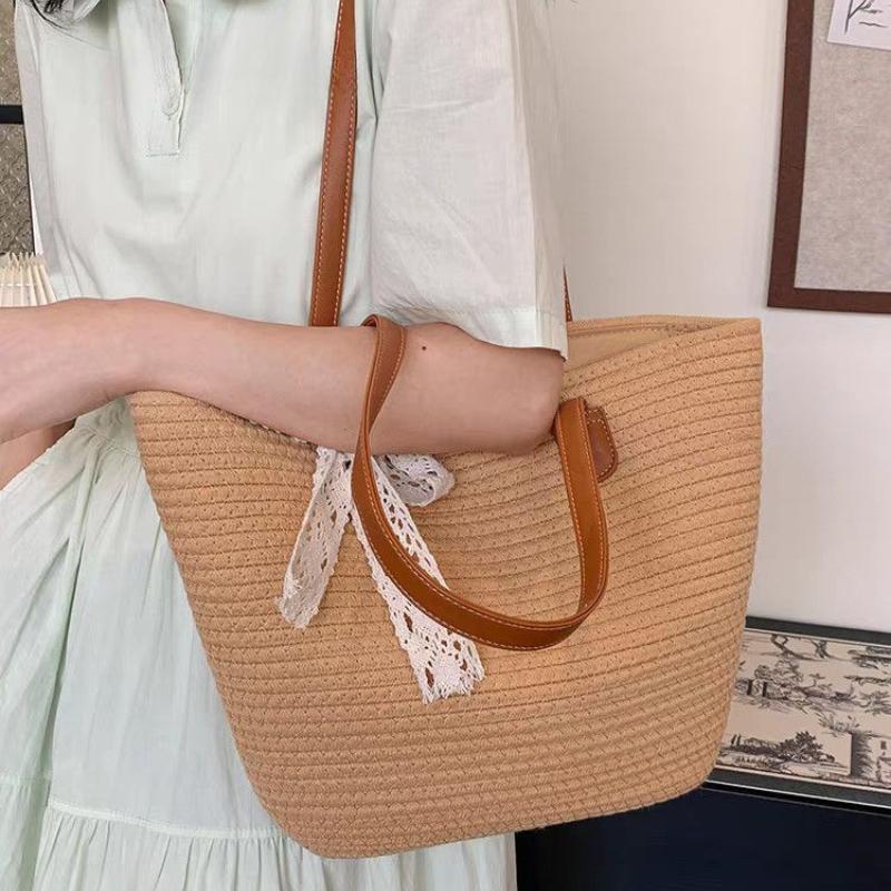 Handwoven Summer Beach Shoulder Tote Bag - Large Capacity Commuter Woven Bag for Women