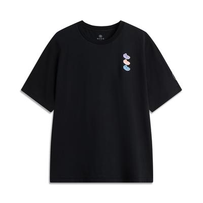 Breathable Loose Fit Round Neck Letter Print Short Sleeve T-Shirt Men Tops Black AHSV083-1