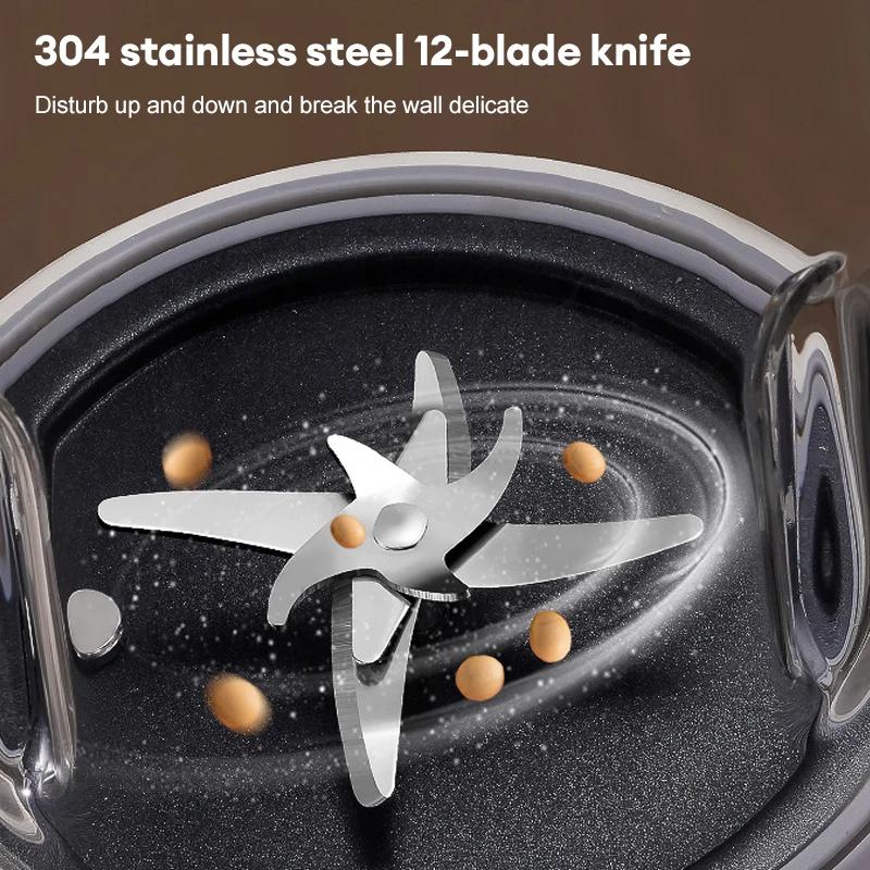 Mașină electrică de lapte de soia Blender automat de alimente inteligentă Storcător de fructe 1400 ML Fierbător de apă Fierbând Pastă de orez US/EU