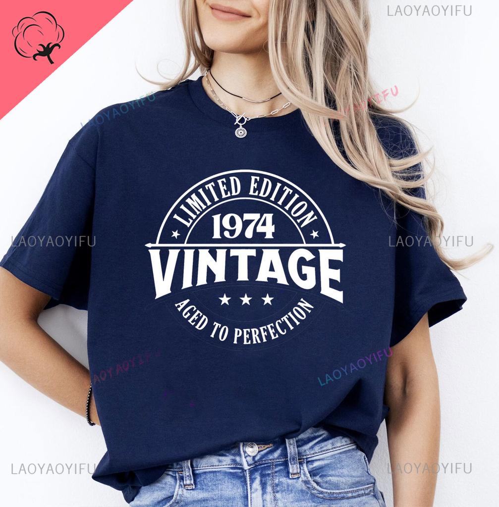 Mens Luxury Tshirt Vintage Year 1974 - Limited Edition 49rd Birthday Mens Funny T-Shirt 50 Year Old T Shirt Summer Tops Tees