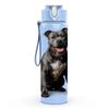 1PC Black Pitbull Dog Animal Portrait Print 750ml Color Plastic Sports Water Bottle Leakproof Flip Straw Lid Suitable for Sports Office Home Use