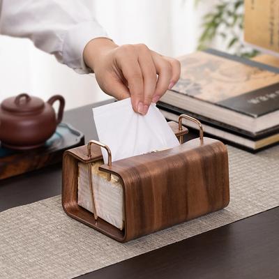 Nová luxusní krabička na kapesníky do obývacího pokoje Ořechové dřevo Mrak Papírová krabička Stolní Úložný box Retro Dřevěný Obal na kapesníky Domácí Ozdoby