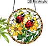 2D Flat Acrylic Ladybug Suncatcher Decorative Hanging Ornament, 7.87/11.81inches Vibrant Ladybug Sunflower Design Spring Summer Home Decor, Perfect