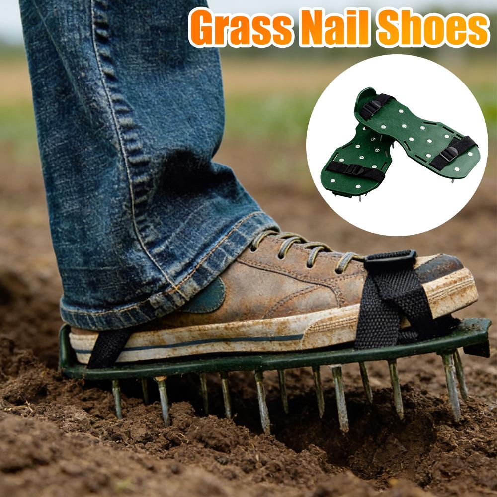 1 Pair Garden Yard Grass Cultivator Scarification Lawn Aerator Sandal Nail Shoes Garden Lawn Aerator Shoes Garden Nail Shoes