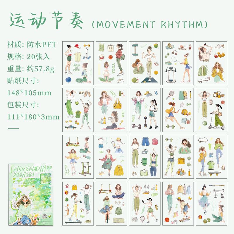 

20 Sheets INS Large size PET Stickers book Adhesive Diy Hand Account Diary Album Scrapbooking material Junk Journal Supplies