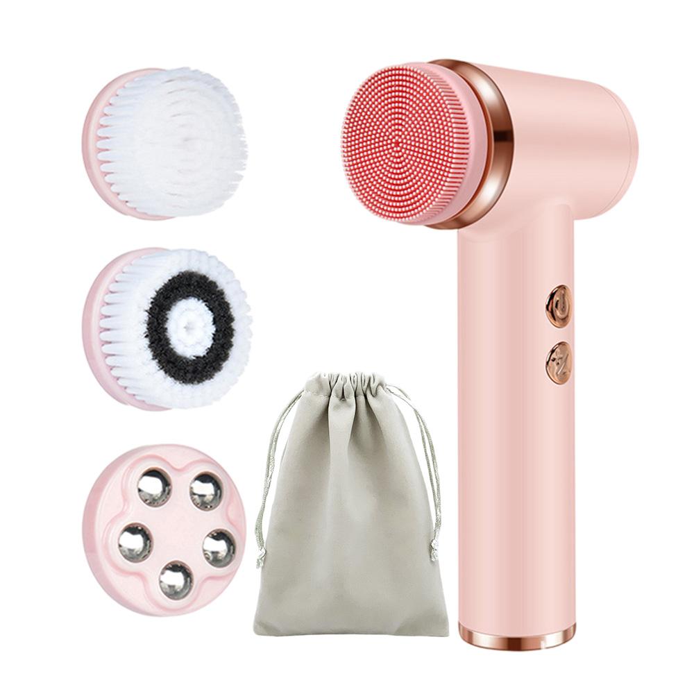 4 IN 1 Facial Cleansing Brush Electric Face Wash Brush Waterproof Portable Face Scrubber for Exfoliating Blackhead Massage Tool