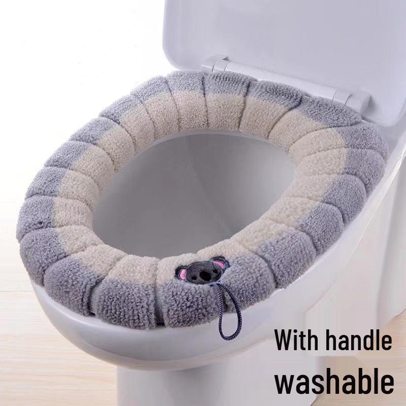 4-Piece Winter Toilet Seat Cushion Set - Cute, Thick, Washable, Ins Style