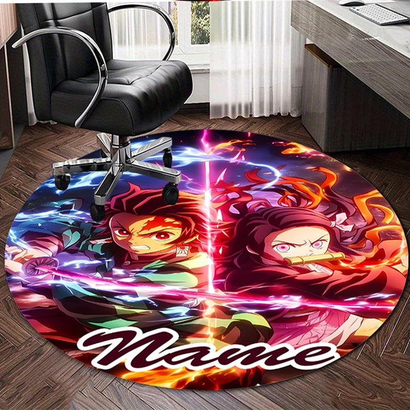 Personalized Demon Slayer Round Chair Office Rug - Perfect for Mat, Office Chair & More - Ideal Gift for Birthdays and Holidays