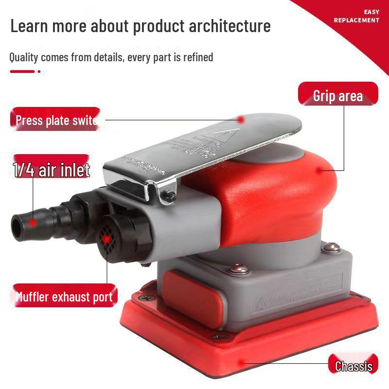 75x100 Square Pneumatic Sander - Car Paint Polishing & Dry Grinding Machine