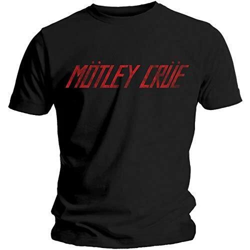 Motley Crue Men s Distressed Logo Short Sleeve T-Shirt, Black, Small L
