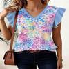 German Flag Print Striped Color-Block Design National Celebration Surprise Gift High-Quality Women'S Full-Print V-Neck Top