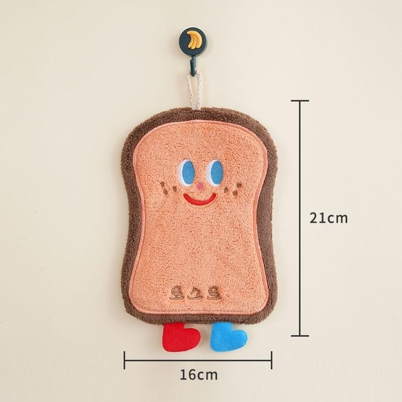1Pcs Coral Velvet Cartoon Cheese Towel Thickened and Absorbent Hanging Kitchen Cloth Bathroom Baking Series Small Towel