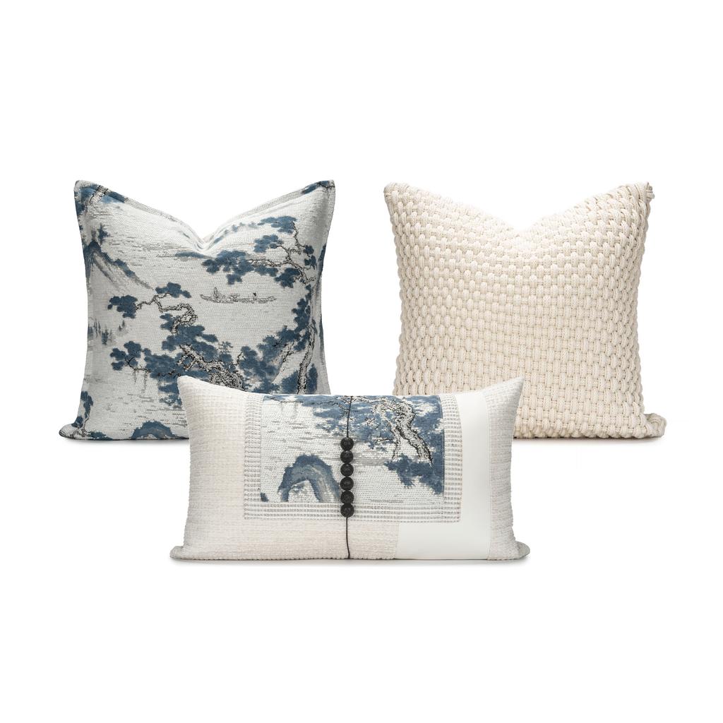 Modern Chinese Style Sofa Pillow Mountain Water Landscape Painting Lightweight Luxury Combination Home Stay Bed Head Cushion