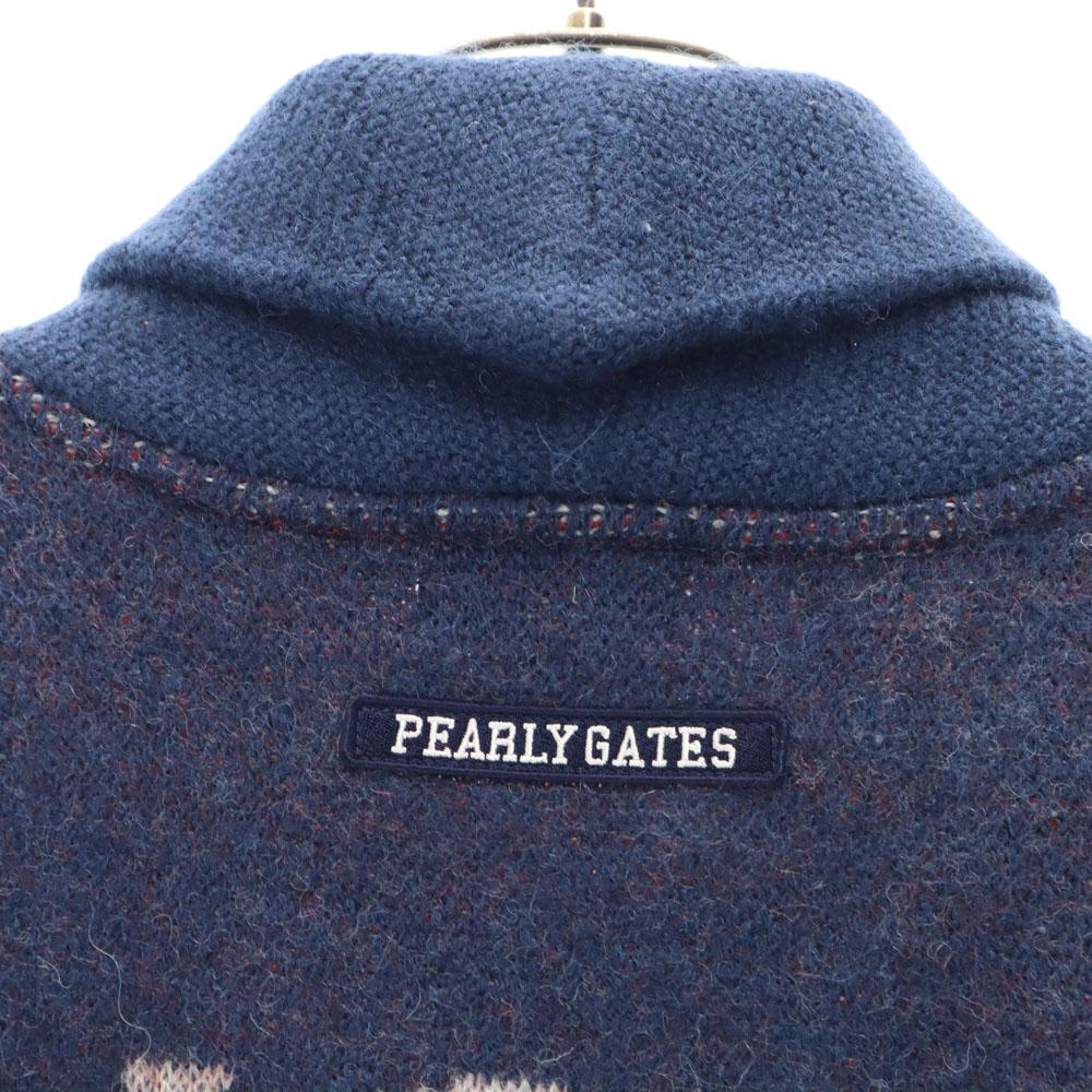 Pearly Gates Hergestellt in Japan Golf Schalkragen Strickjacke 1 Marineblau Damen Gebraucht