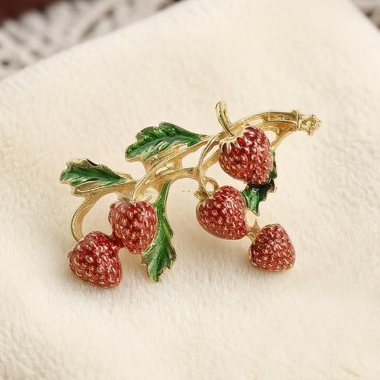 Brooch Pin Enamel Strawberry Surface Alloy Pin Shape Zinc Coats Suits Sweaters