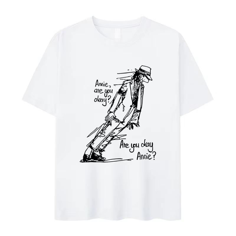 2026 Neues Klassisches Michael Jackson Are You Okay Print Punk Rock Mode T-Shirt Unisex Kleidung Damen Baumwolle Gemütlich Sommer T-Shirt