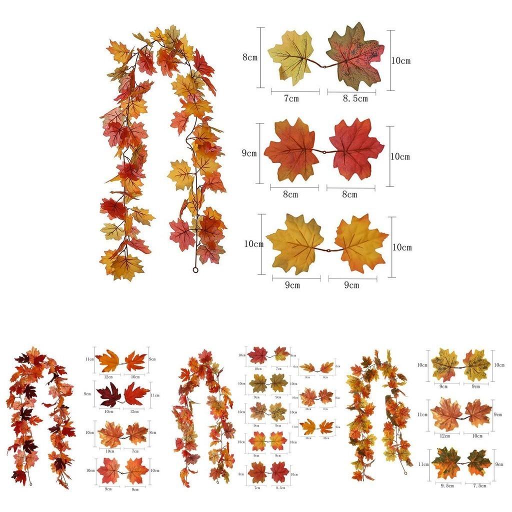 Artificial Autumn Fall Maple Leaves Garland For Home Party Decoration Vibrant Colors 175cm Long