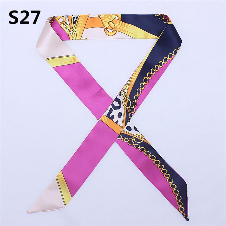 47 Colors Brand Bandana Small Silk Bag Scarf Women Head Hijab Scarf Long Skinny Scarves For Ladies Fashion Headband