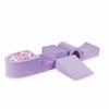 Foam Playground with Bridge and Pool Micro Velvet Soft Purple + 100 Balls: Transparent, White, Light Pink, Powder Pink
