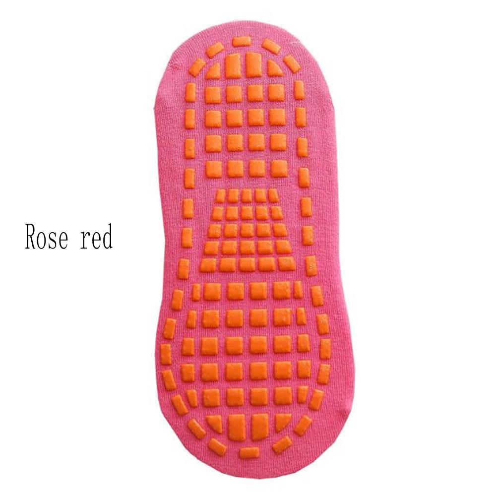 Calcetines Antideslizantes para Niños Adultos Calcetines de Algodón Elásticos para Trampolín Padre-Hijo Deportes Niños Niñas Exterior Calcetines para Niños 5-12 Years Old rojo rosa