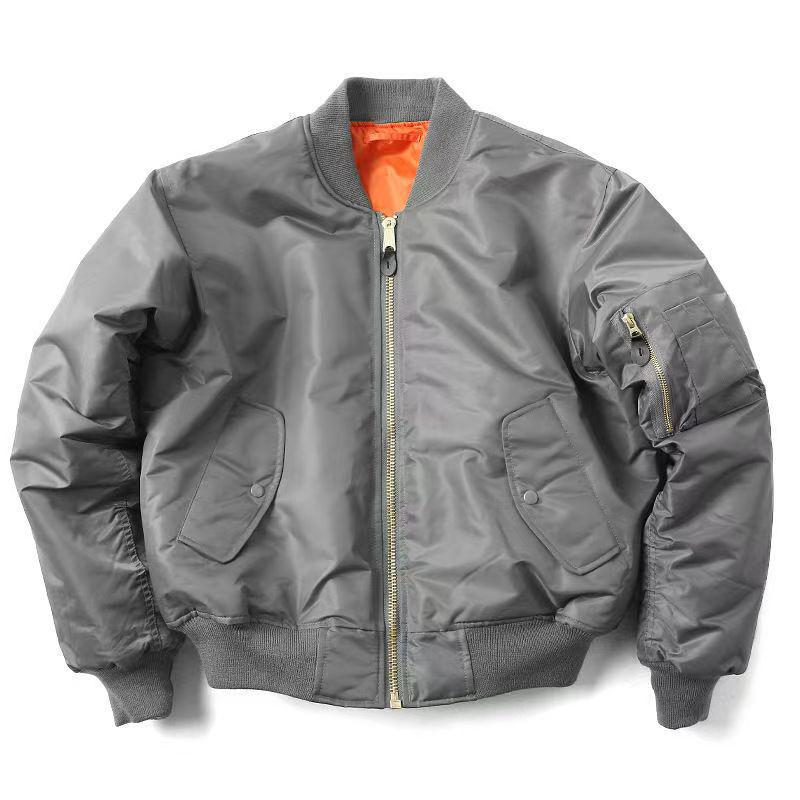 

Ma1 Classic Military-style Cotton Flight Jacket for Men & Women, Double-sided Baseball Uniform, Spring/Autumn Coat M серый