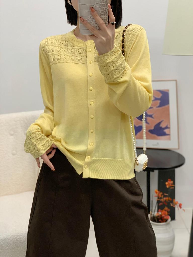 Women's Crochet Hollow Sweater - High-Quality Imitation Wool, Loose Fit, Spring/Autumn Base Layer