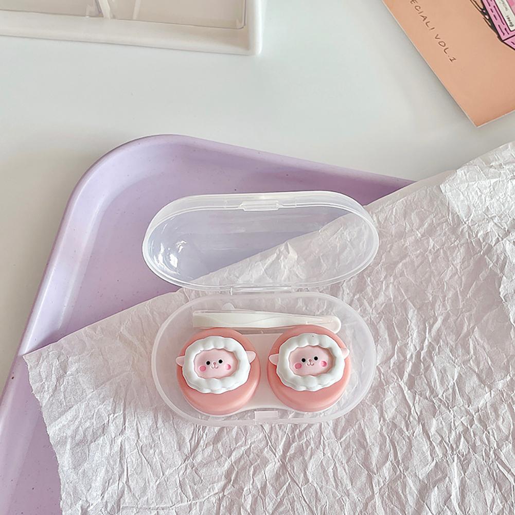 Cute Contact Lens Case with Lenses Tweezers Contact Lens Kit Holder Container Cartoon Animal Lens Storage Box