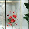 Creative Red Flower Butterfly Sticker Self-Adhesive Wall Decal for Living Room Bedroom Entrance Home Decoration