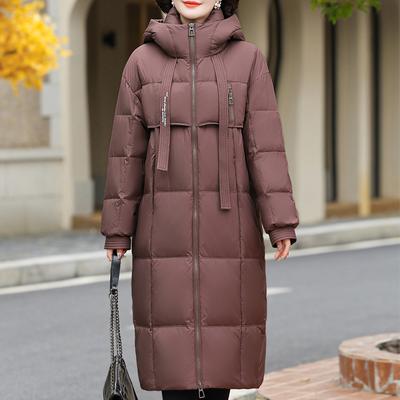 Středověké Ženy Zimní Dlouhé Péřové Kabáty Vintage Nadměrné Parky S Kapucí Volné Elegantní Hrubé Teplé Péřové Bundy Dámský Kabát