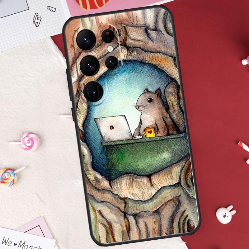 Cartoon Squirrel Case For Samsung Galaxy S26 Ultra S23 S22 S21 S20 S24 S25 Ultra S10 Plus S25 FE Cover Shell