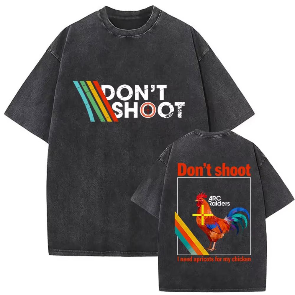 Funny Don t Shoot Arc Raiders Graphic T Shirts Game Vintage Washed 100% Cotton T-shirt Men Women Harajuku Oversized T-shirt Tops S разноцветный