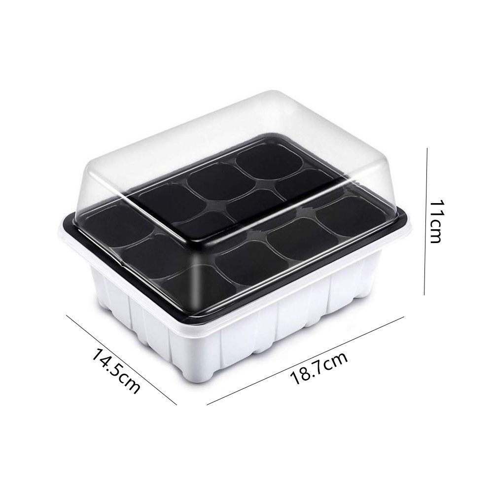 With Cover 12 Cells Seedling Trays White Square Portable Nursery Box Set Breathable Germination Box Greenhouse