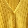 Women's V Neck Knitted Cardigan Short Jacket Loose Long Sleeve Autumn Versatile Outfit Top Sweater