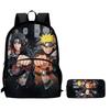 2Pcs Set Kids Backpack with Front Pocket & Pencil Bag, Cartoon NARUTO School Bags for Boys&Girls Aged 6-10, Durable& Lightweight