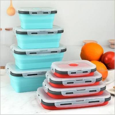 Multifunktionale Bento-Box aus Silikon, zusammenklappbare Lunchbox, Lebensmittelaufbewahrungsbehälter, mikrowellengeeignet, tragbar, Picknick, Camping, Outdoor