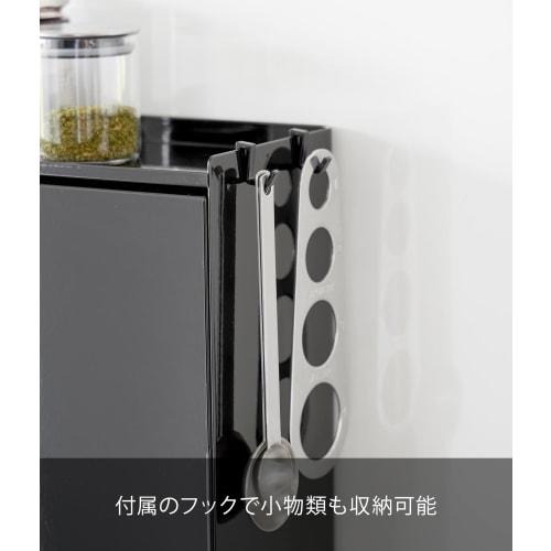Yamazaki Tower (Complete Product) Front-Opening Condiment Rack, Black, Approx. W38 x D16.3 x H49.2cm, Large Capacity, Stovetop Kitchen Rack, Dirt Prot